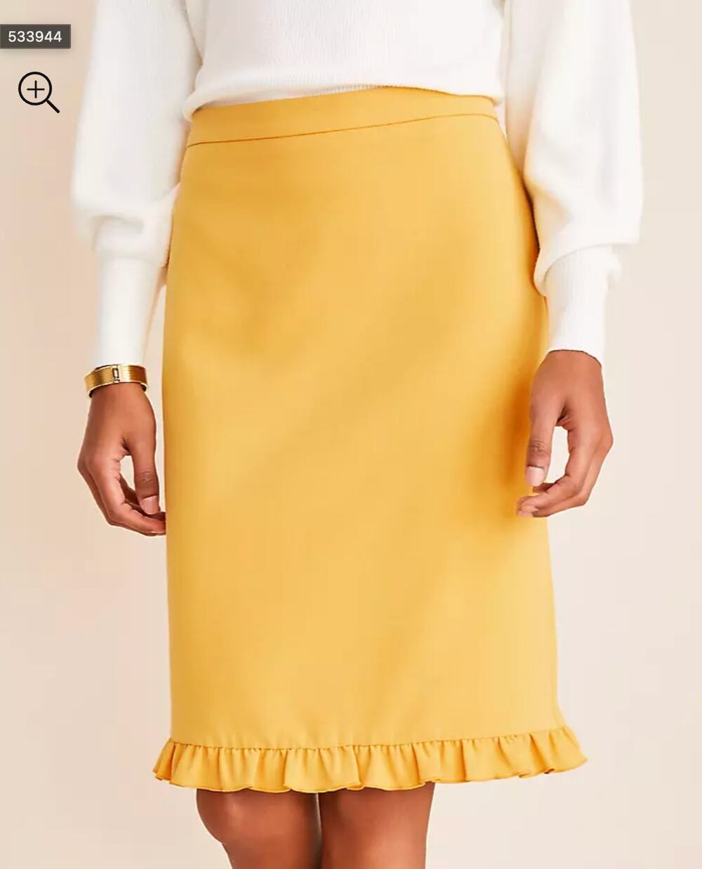 ANN TAYLOR NWT Yellow Doubleweave Ruffle Hem Pencil Skirt/ 2
